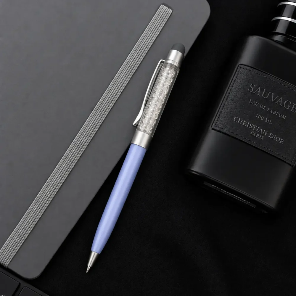ImgCrafts lavender blue floating crystal pen with stylus tip