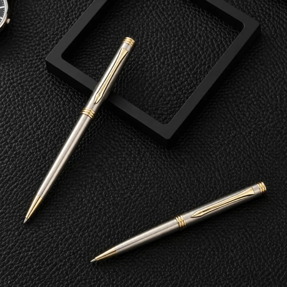 ImgCrafts silver chrome pen with gold trim and domed cap