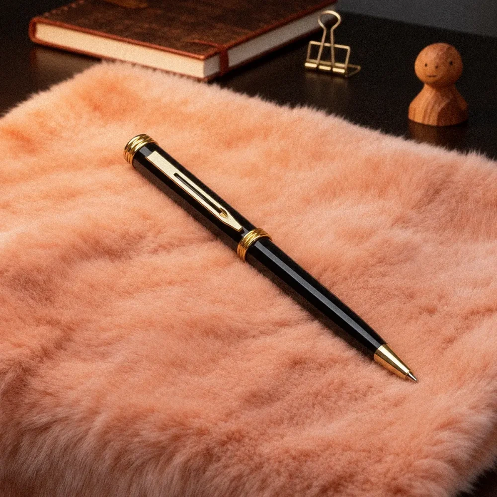 ImgCrafts black metal pen with polished gold trim