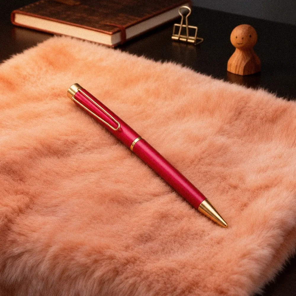 ImgCrafts magenta metal pen with polished gold trim