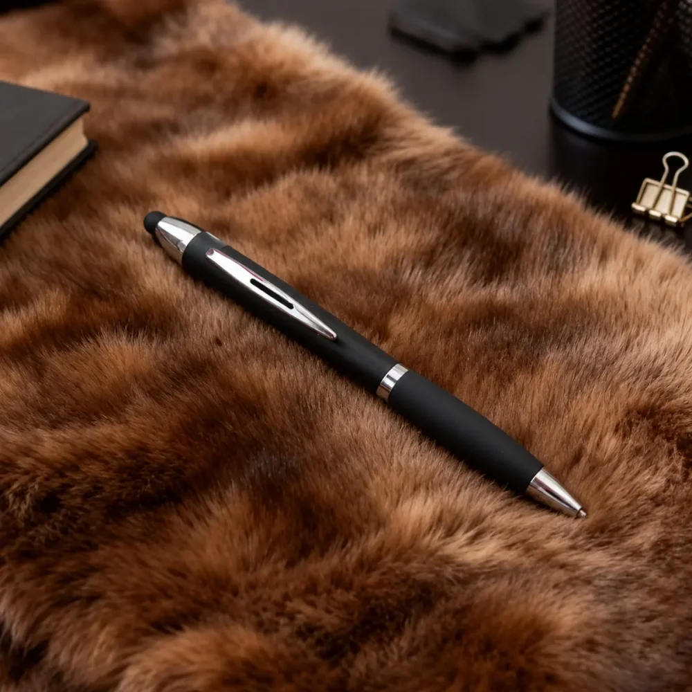 ImgCrafts matte black pen with stylus tip and chrome trim
